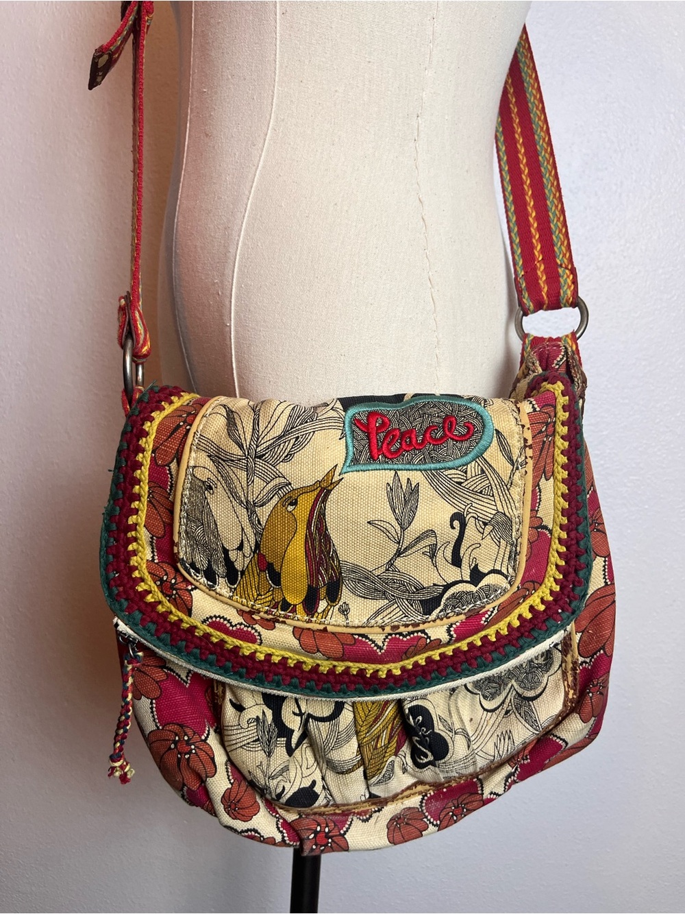 Sakroots Peace Embroidered Floral Canvas Crossbody Bag - Multicolor